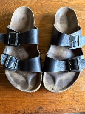 Birkenstock Arizona Men's Double-Buckle Slide Sandals in Black